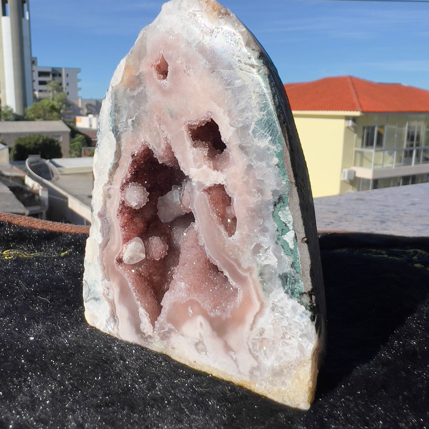 Rare Pink Amethyst Geode, Brazilian Crystal Cave, Raw Pink Druzy Specimen, Small Purple Healing Stone, Exact Decor 1.08lb