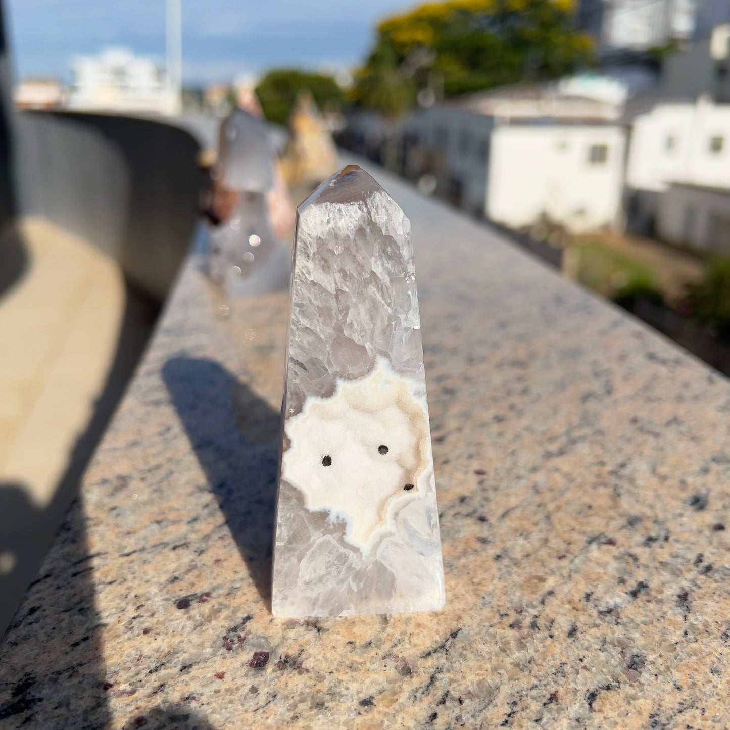 Brazilian Sugar Agate Tower | Natural Sugar Agate Crystal Point | Polished Agate Obelisk | One of a Kind