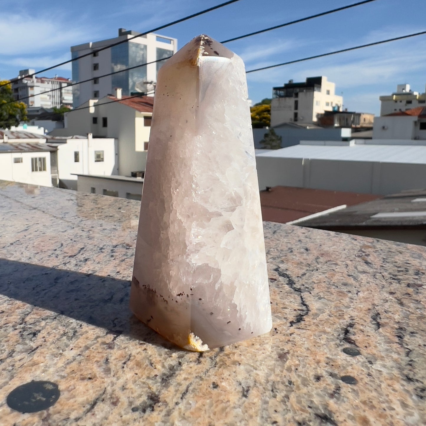 Brazilian Sugar Agate Tower | Natural Sugar Agate Crystal Point | Polished Agate Obelisk | One of a Kind