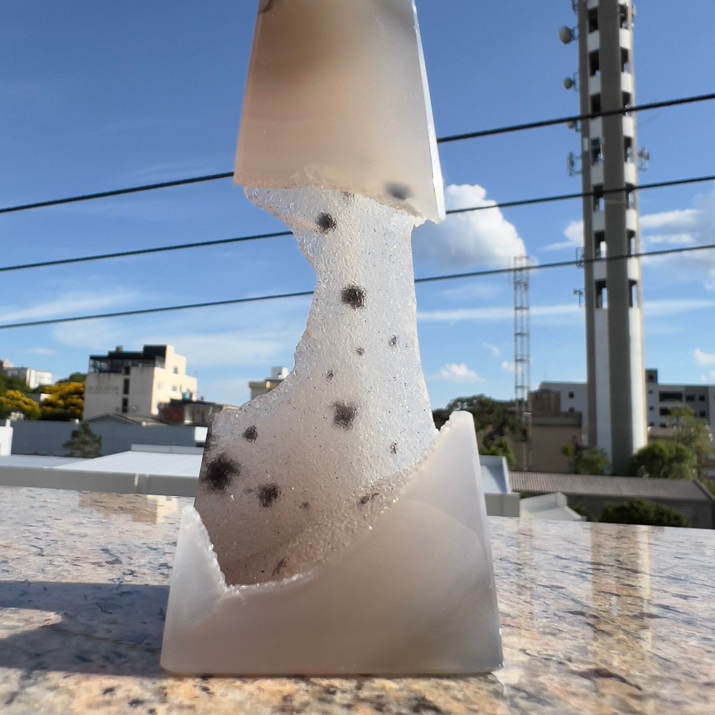Brazilian Sugar Agate Tower | Natural Sugar Agate Crystal Point | Polished Agate Obelisk | One of a Kind