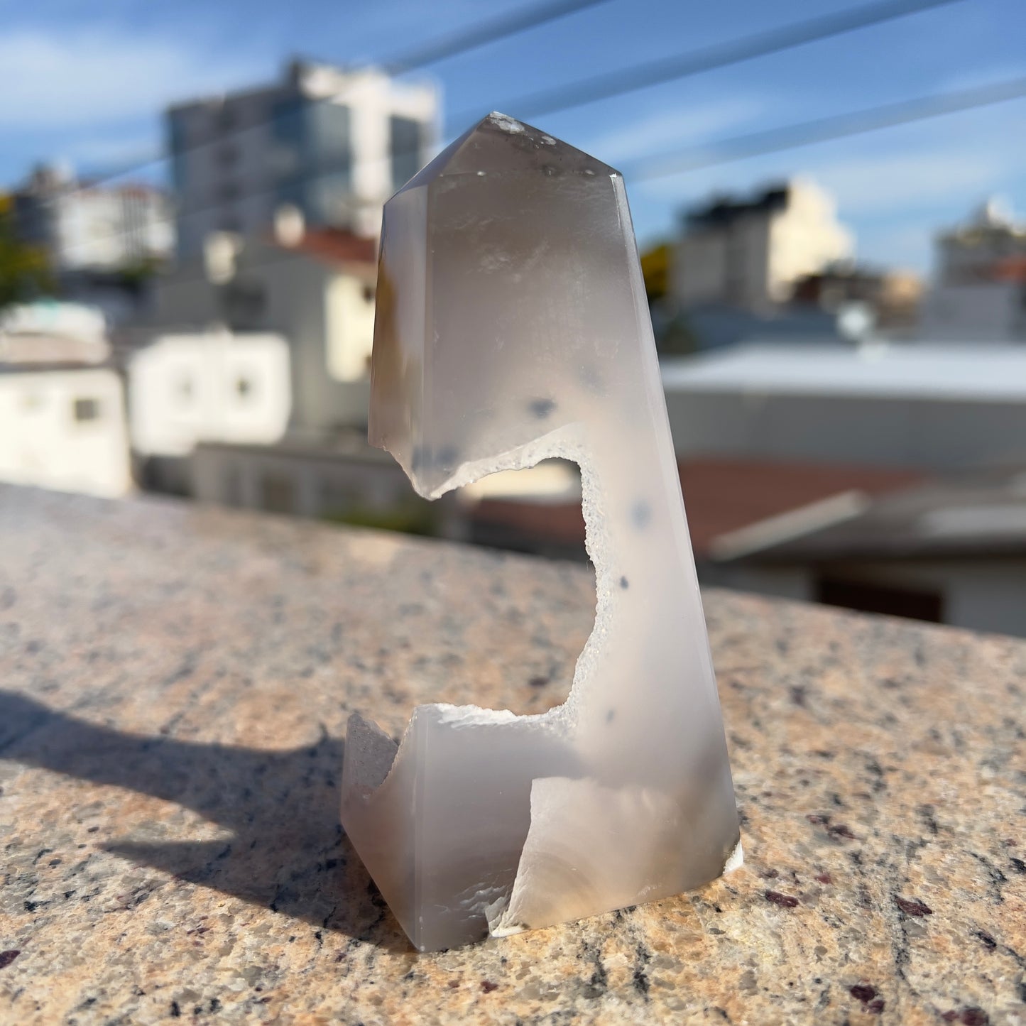 Brazilian Sugar Agate Tower | Natural Sugar Agate Crystal Point | Polished Agate Obelisk | One of a Kind