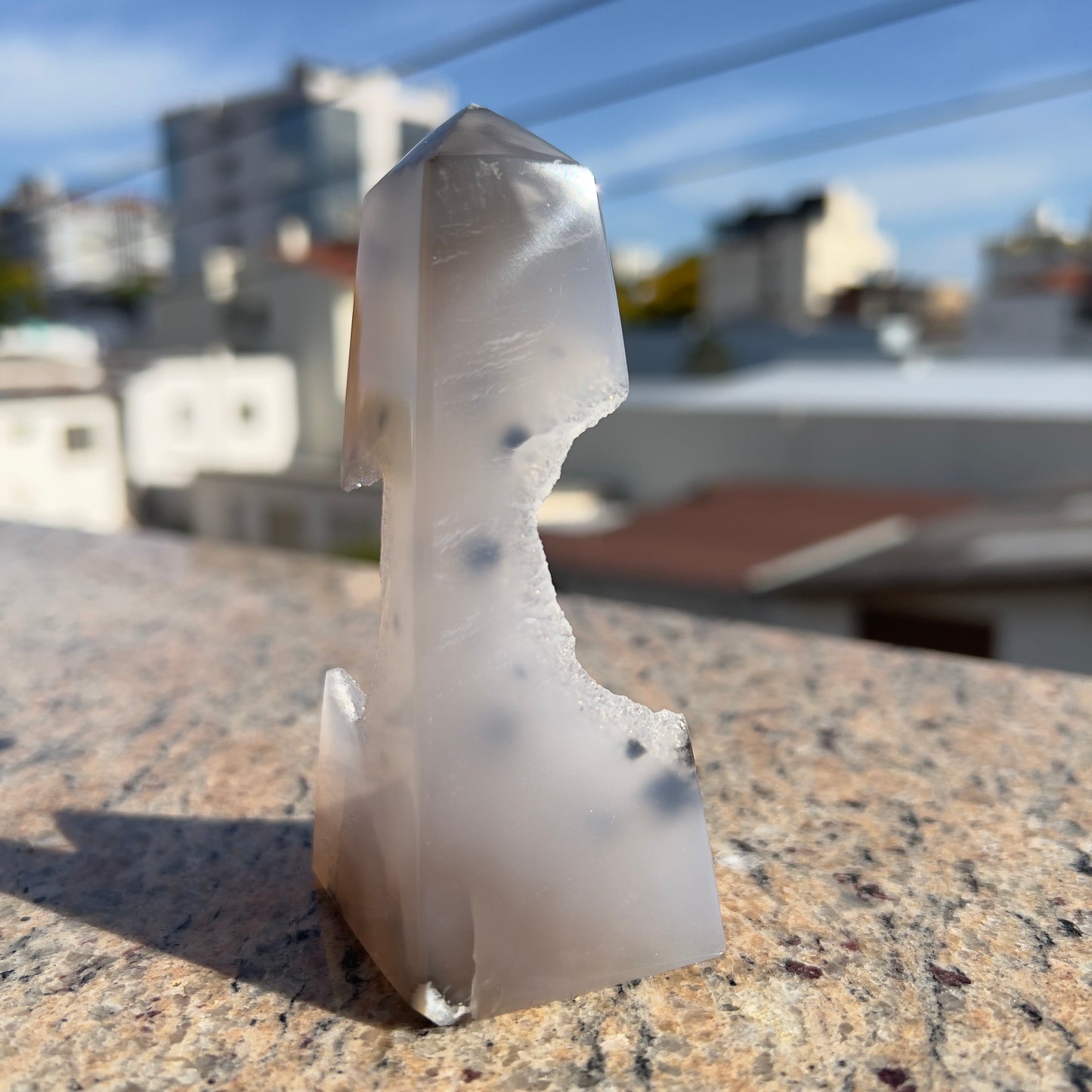 Brazilian Sugar Agate Tower | Natural Sugar Agate Crystal Point | Polished Agate Obelisk | One of a Kind