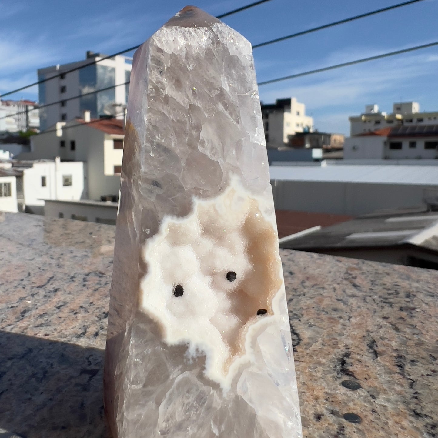 Brazilian Sugar Agate Tower | Natural Sugar Agate Crystal Point | Polished Agate Obelisk | One of a Kind