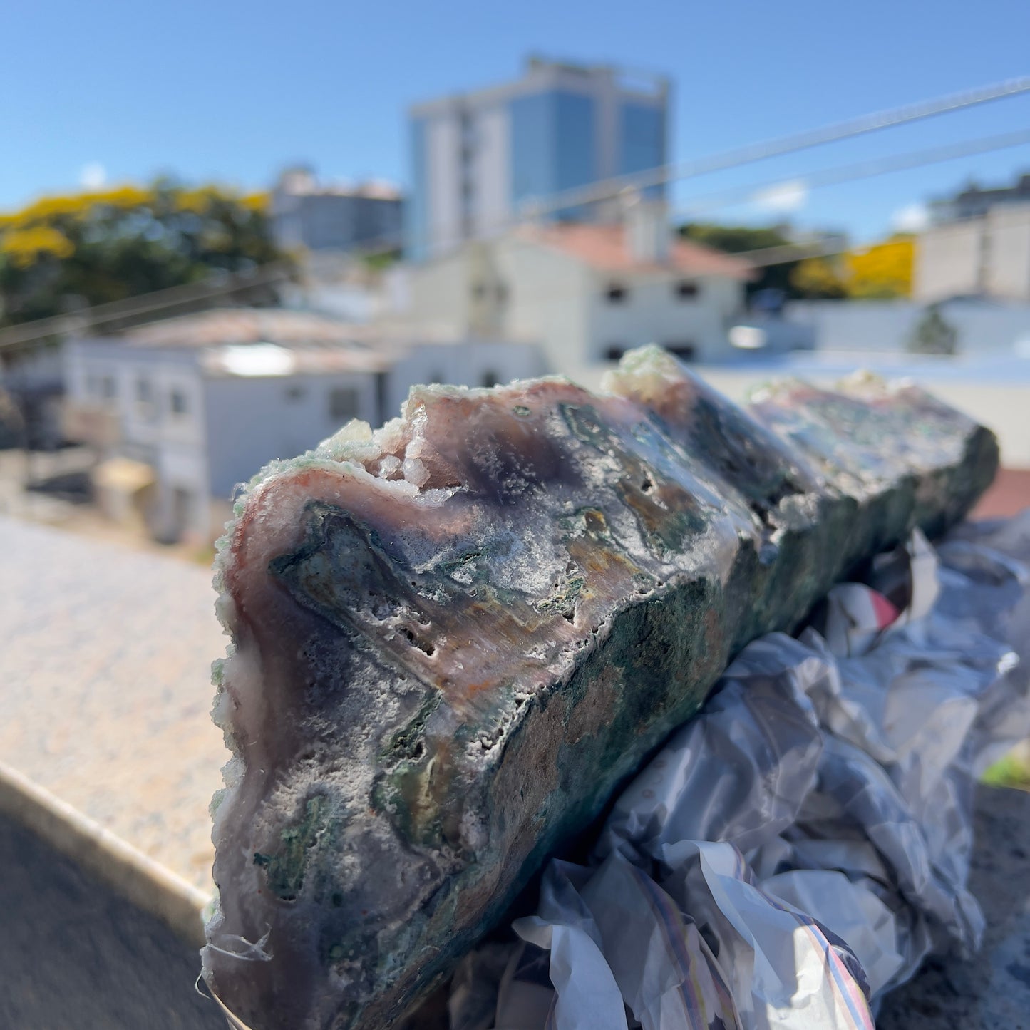 Rare Brazilian Red & Green Sugar Amethyst with Agate | Natural Gummy Crystal Specimen | Large One of a Kind Collector Piece