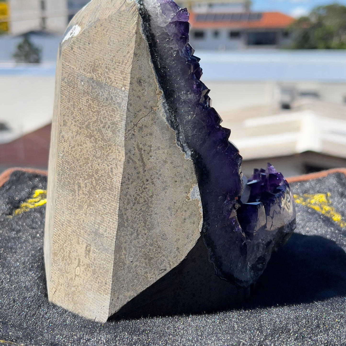 Top Grade Uruguay Amethyst Druze with Calcite Flower, Large Deep Purple Amethyst Cluster, Unique Crystal Geode Specimen, Raw Mineral-3693g
