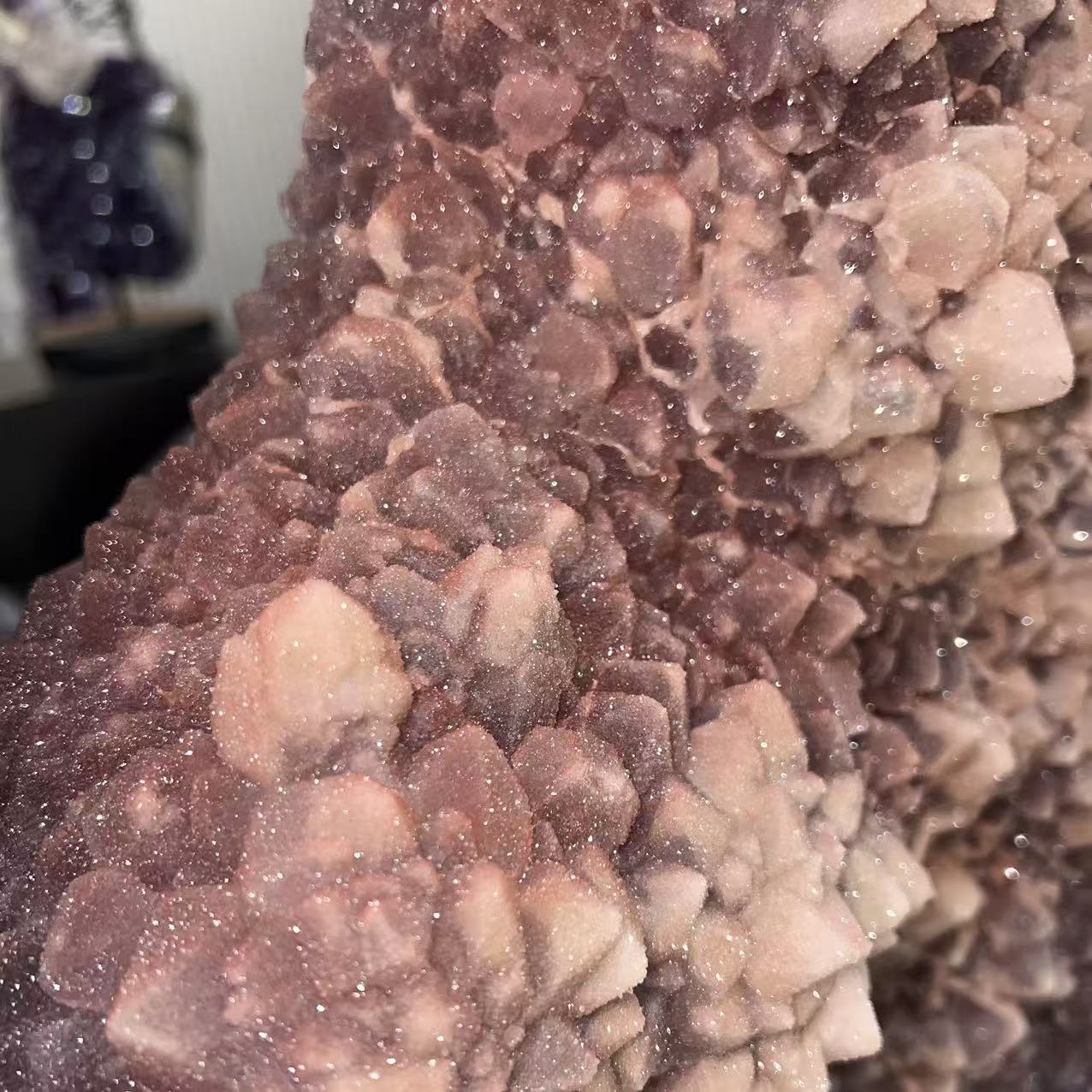 Giant 91lb Top Grade Pink Sugar Amethyst Calcite Heart, Huge Raw Crystal Druzy Geode, Luxury Home Decor Brazil Specimen