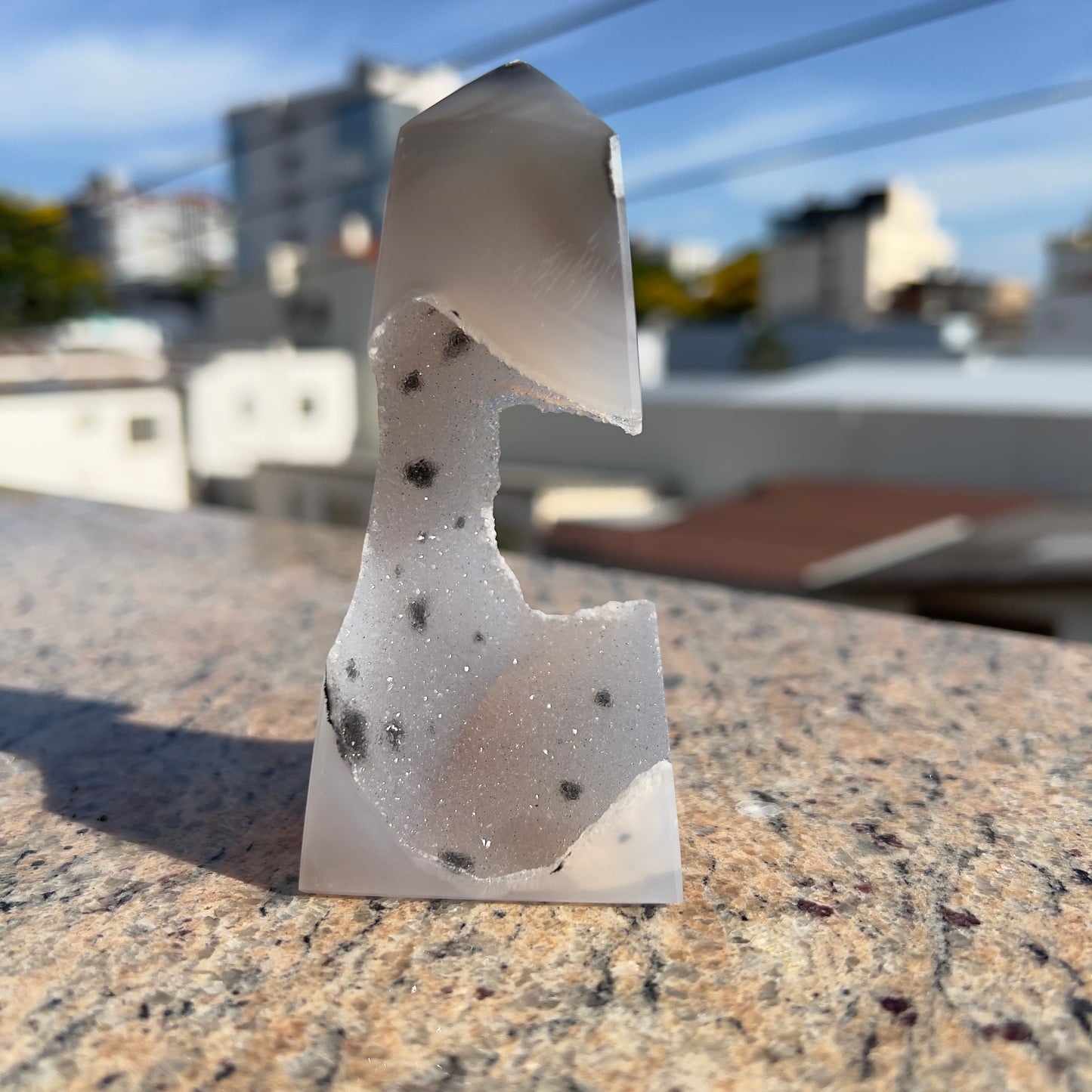 Brazilian Sugar Agate Tower | Natural Sugar Agate Crystal Point | Polished Agate Obelisk | One of a Kind