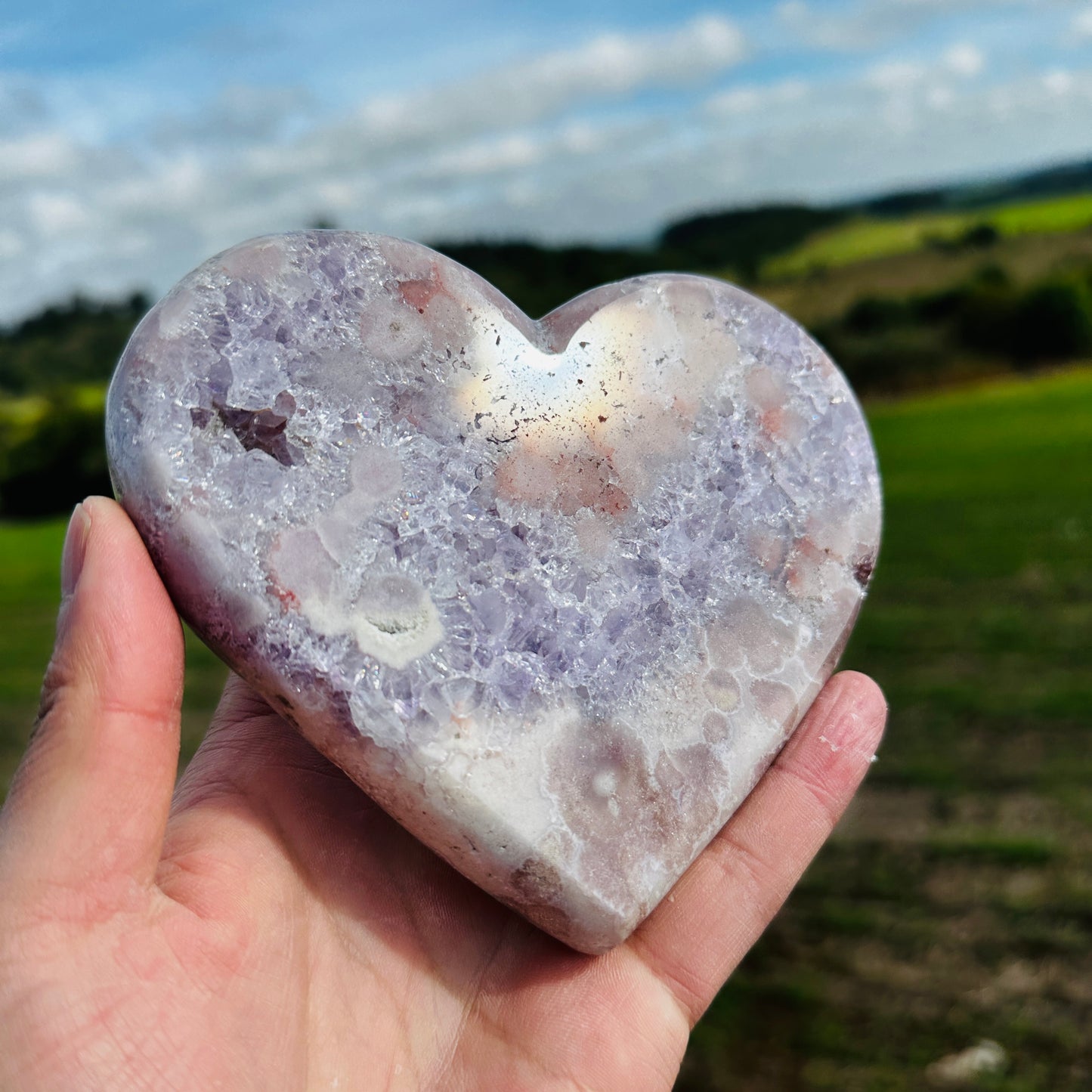 High Quality Brazilian Pink Amethyst Heart, Pink Purple Amethyst Crystal, One of a Kind Heart Specimen