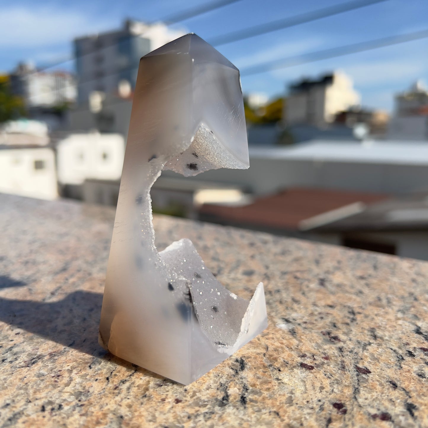 Brazilian Sugar Agate Tower | Natural Sugar Agate Crystal Point | Polished Agate Obelisk | One of a Kind