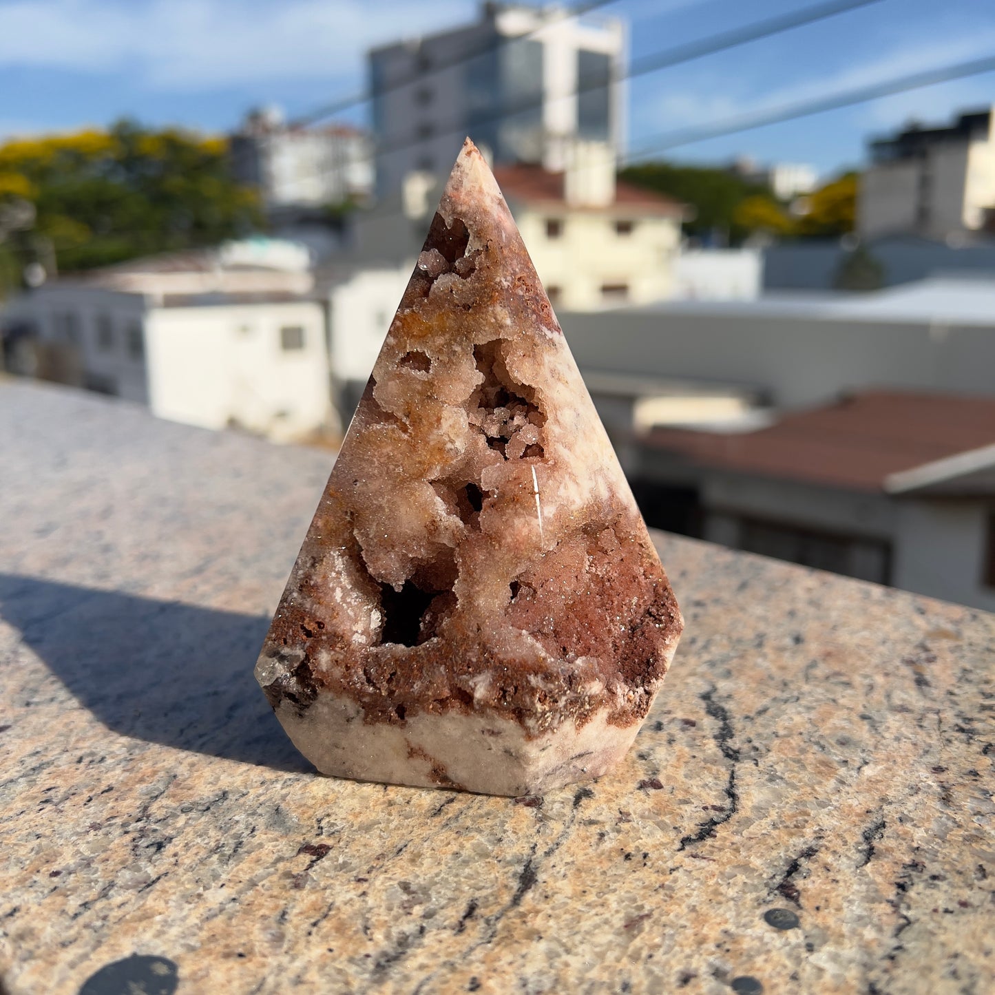 Natural Pink Amethyst Druzy Tower | Polished Pink Amethyst Geode Column | One of a Kind Crystal Decor