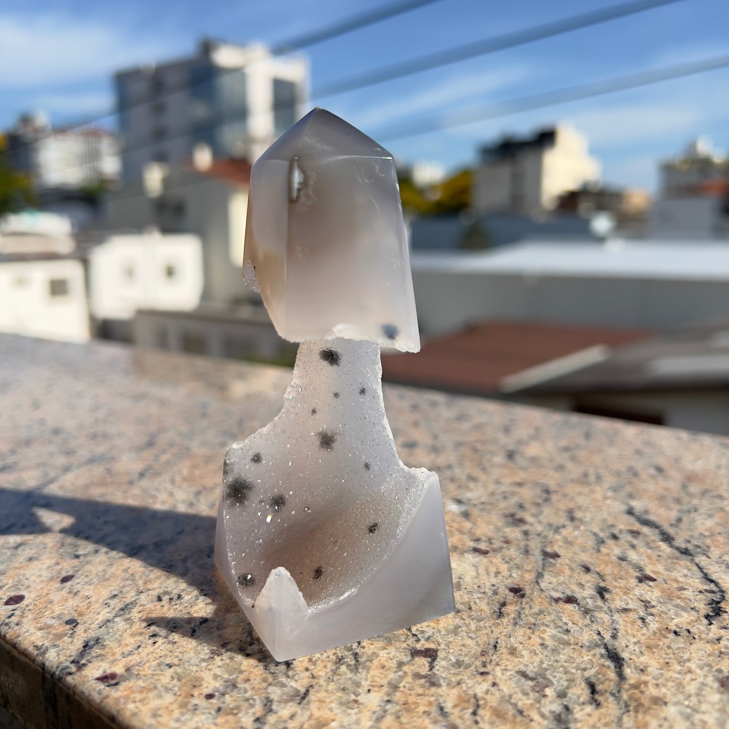 Brazilian Sugar Agate Tower | Natural Sugar Agate Crystal Point | Polished Agate Obelisk | One of a Kind