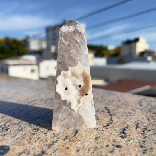 Brazilian Sugar Agate Tower | Natural Sugar Agate Crystal Point | Polished Agate Obelisk | One of a Kind