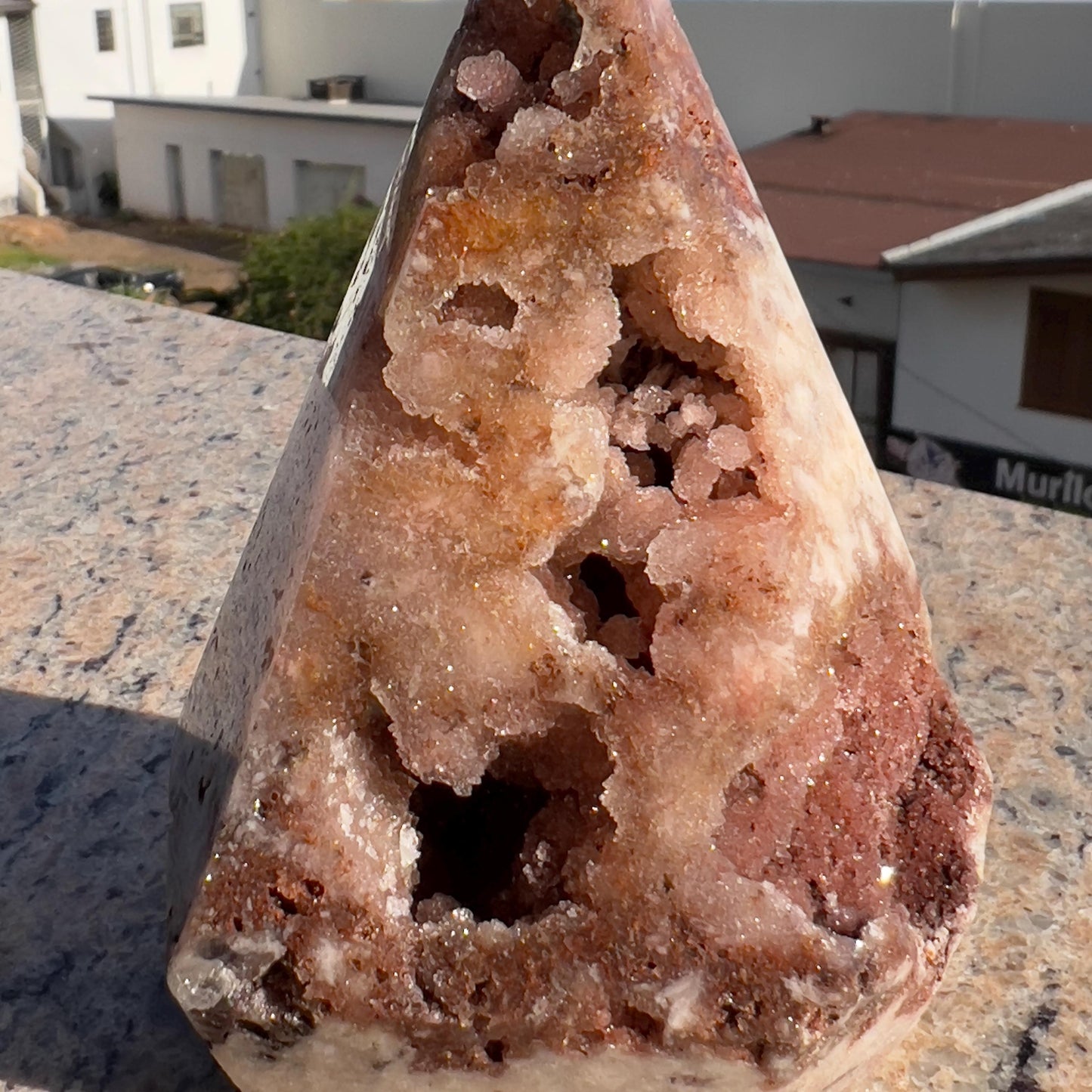 Natural Pink Amethyst Druzy Tower | Polished Pink Amethyst Geode Column | One of a Kind Crystal Decor