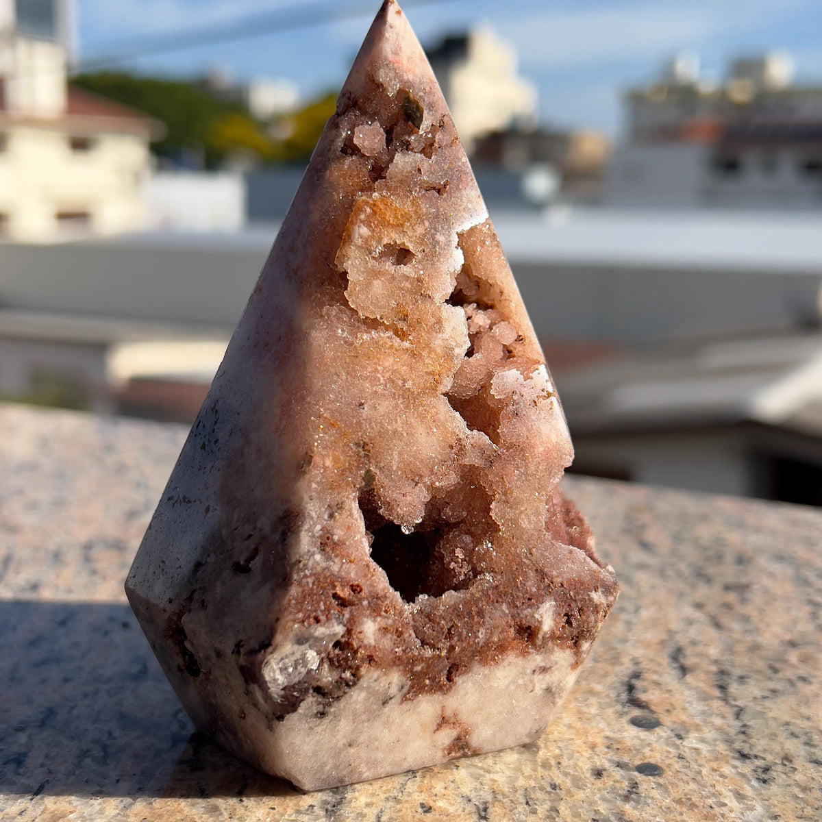 Natural Pink Amethyst Druzy Tower | Polished Pink Amethyst Geode Column | One of a Kind Crystal Decor - view 7