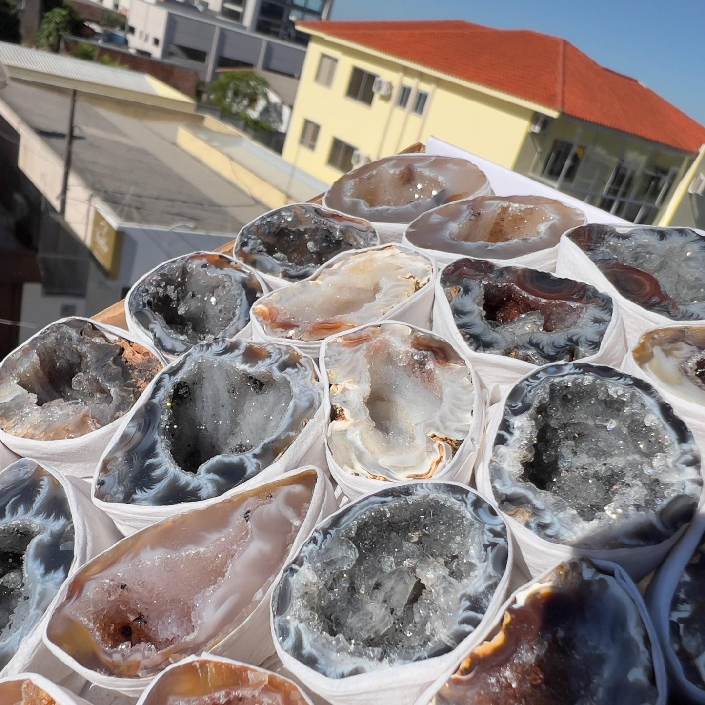 2.2lb Large Agate Geode Bulk Box (10" Set) | Natural Brazilian Druzy Quartz | Raw Crystal Specimen Lot | Witchy Home Decor | Healing Gift - view 7