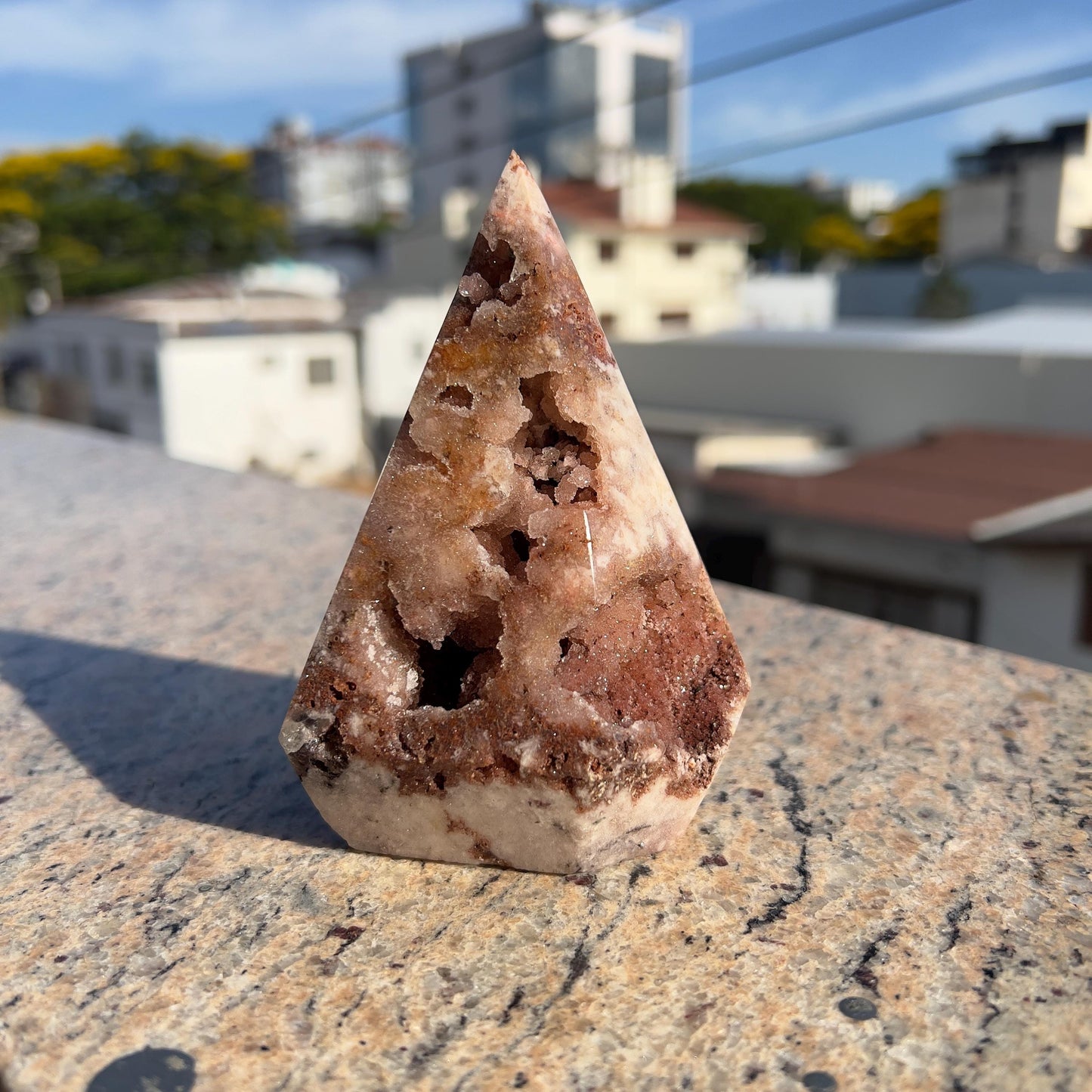 Natural Pink Amethyst Druzy Tower | Polished Pink Amethyst Geode Column | One of a Kind Crystal Decor
