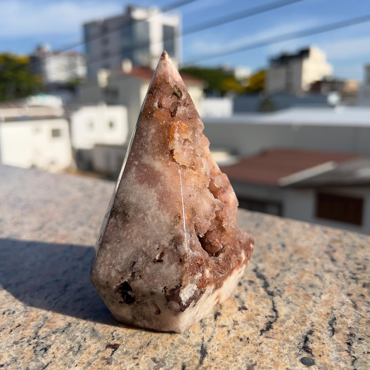 Natural Pink Amethyst Druzy Tower | Polished Pink Amethyst Geode Column | One of a Kind Crystal Decor - view 2