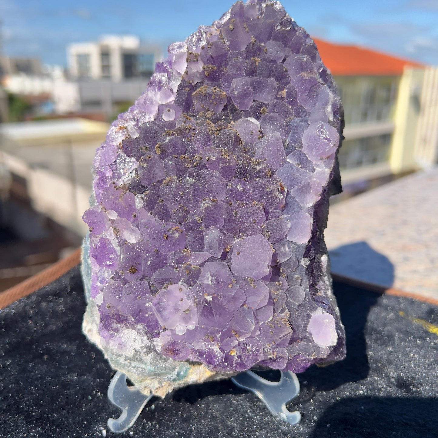 Raw Amethyst Cluster with Calcite, Sugar Amethyst Druzy Specimen, Large Purple Crystal Decor, Healing Stone, Exact Brazilian Crystal 1.95lb