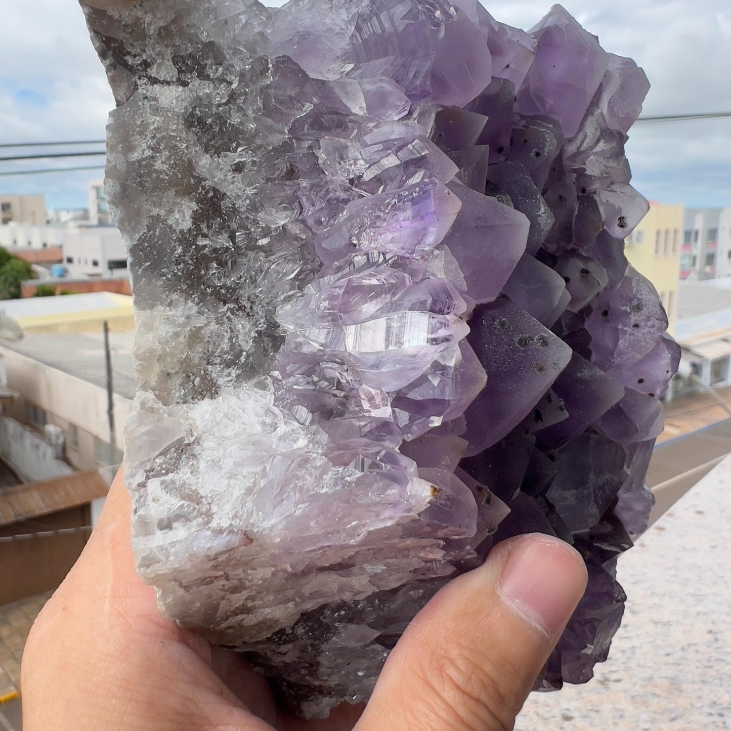 Raw Amethyst Cluster with Calcite, Sugar Amethyst Druzy Specimen, Purple Crystal Decor, Healing Stone, Exact Brazilian Crystal 2.79lb - view 9