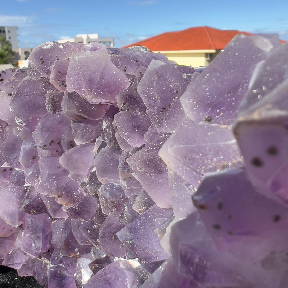 Extra Large Rutilated Amethyst Cluster with Calcite, Rare Sugar Druzy Specimen, Giant Purple Crystal Decor, Exact Brazilian Stone 7.12lb - view 7