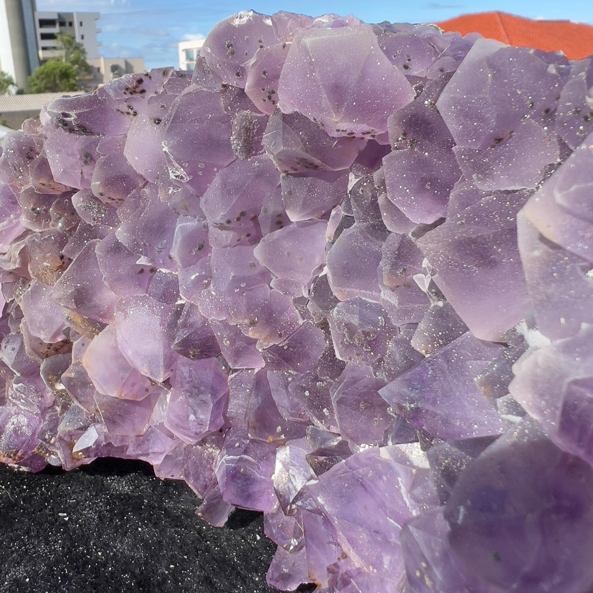 Extra Large Rutilated Amethyst Cluster with Calcite, Rare Sugar Druzy Specimen, Giant Purple Crystal Decor, Exact Brazilian Stone 7.12lb - view 8