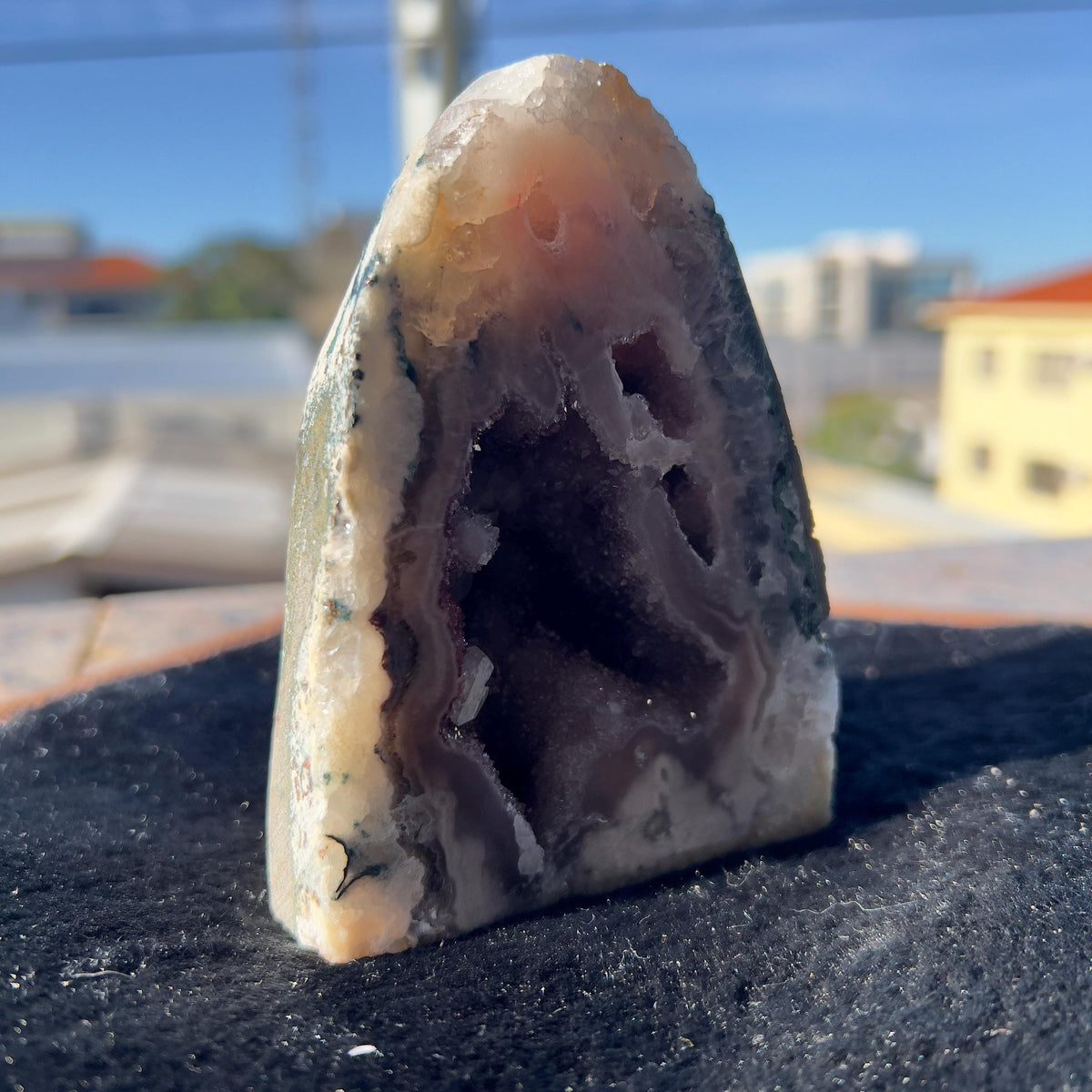 Rare Pink Amethyst Geode, Brazilian Crystal Cave, Raw Pink Druzy Specimen, Small Purple Healing Stone, Exact Decor 1.08lb - view 6
