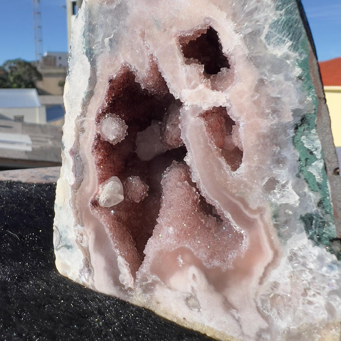 Rare Pink Amethyst Geode, Brazilian Crystal Cave, Raw Pink Druzy Specimen, Small Purple Healing Stone, Exact Decor 1.08lb - view 8