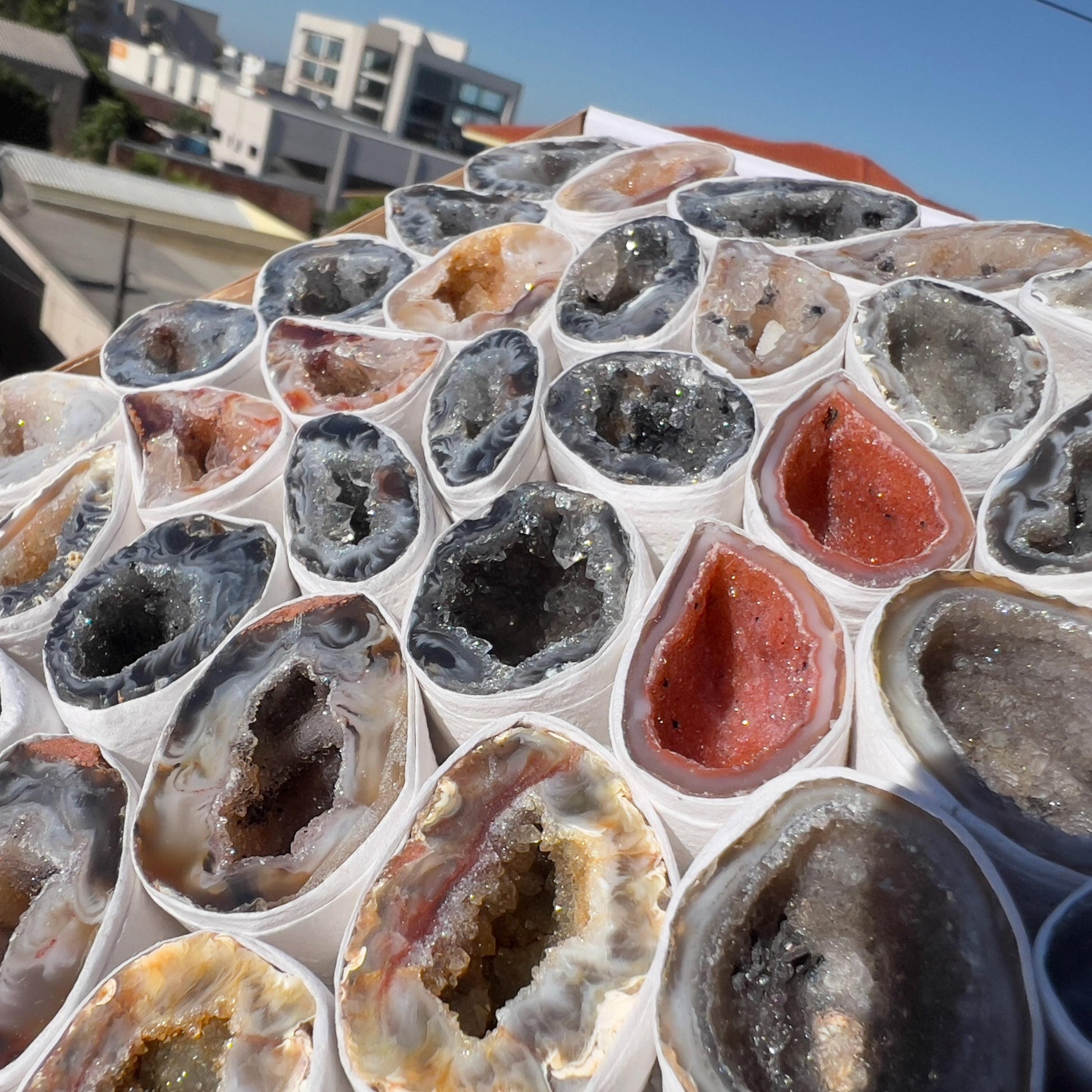 2.1lb Brazilian Agate Geode Box Set  | Bulk Natural Crystal Collection | Healing Druzy Stones | Meditation Decor Gift | Raw Mineral Specimen - view 7
