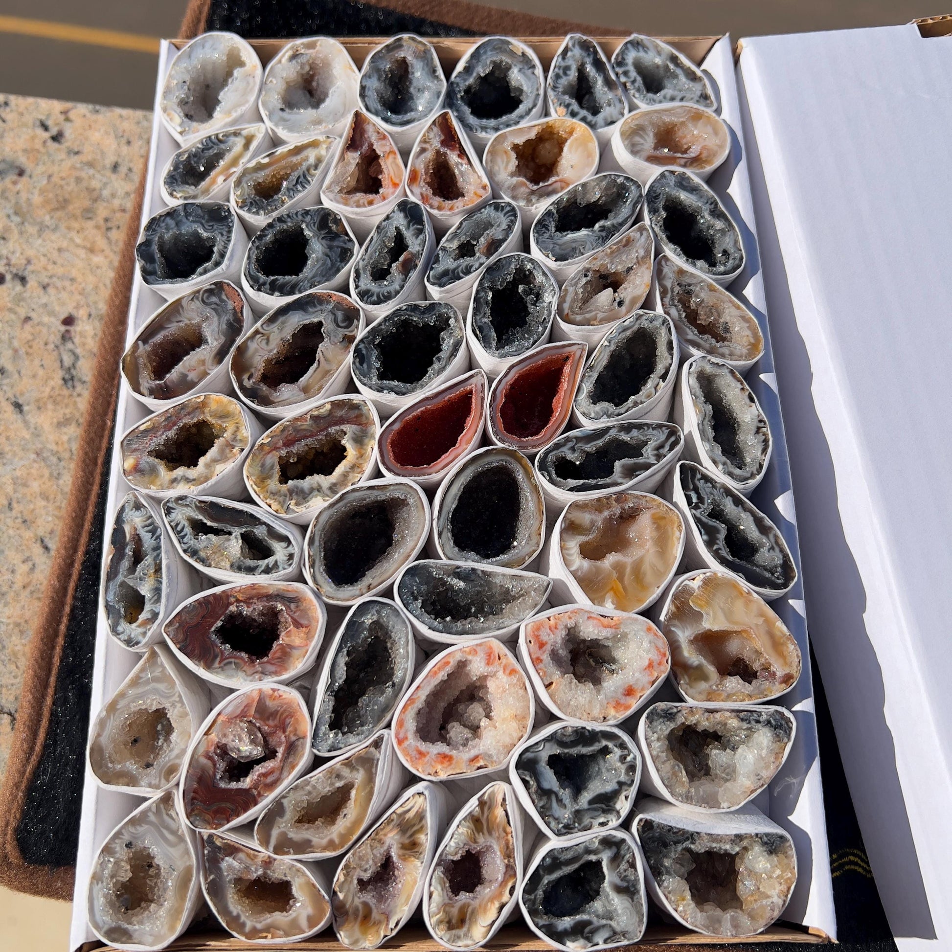 2.1lb Brazilian Agate Geode Box Set  | Bulk Natural Crystal Collection | Healing Druzy Stones | Meditation Decor Gift | Raw Mineral Specimen - view 4