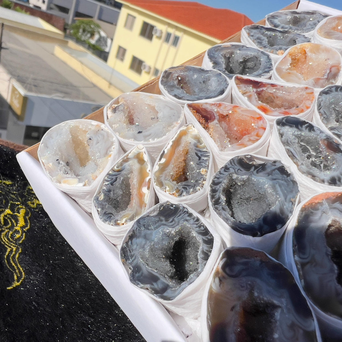 2.1lb Brazilian Agate Geode Box Set  | Bulk Natural Crystal Collection | Healing Druzy Stones | Meditation Decor Gift | Raw Mineral Specimen - view 8