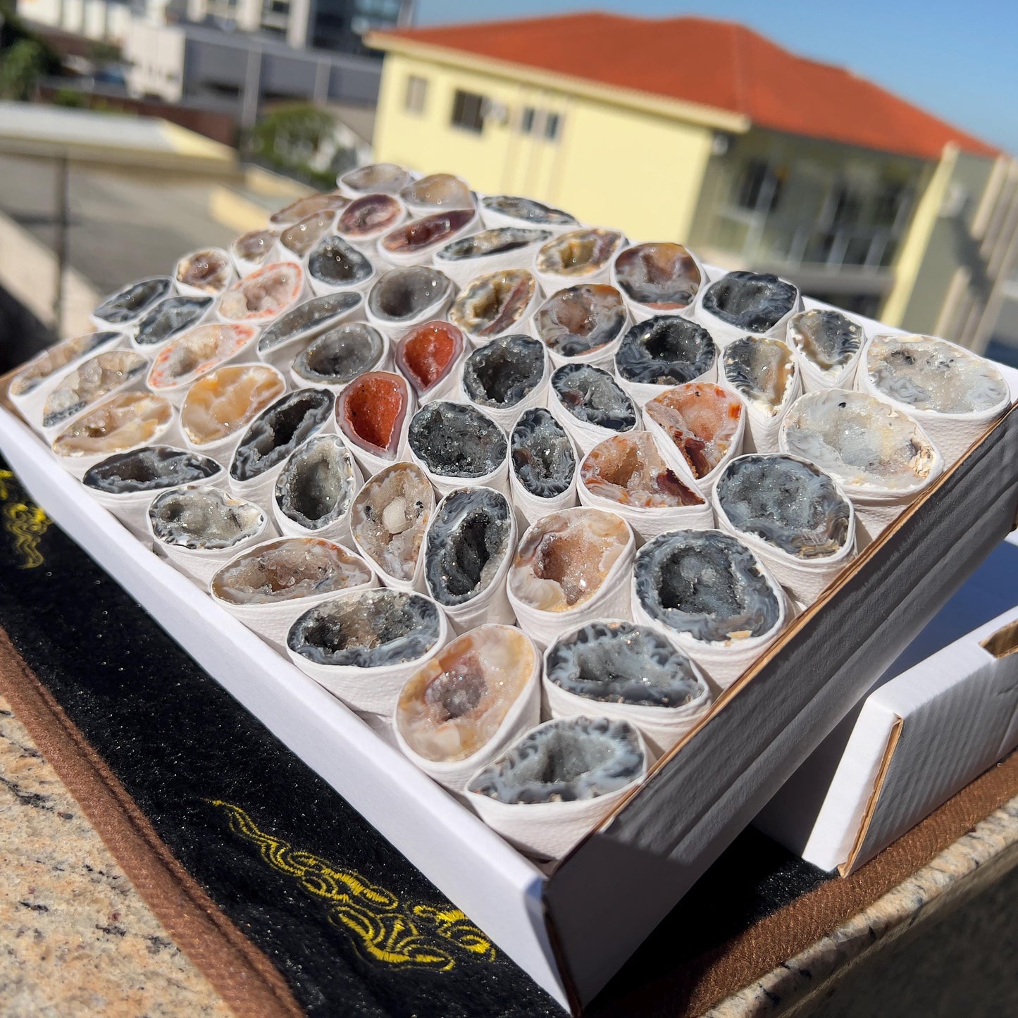 2.1lb Brazilian Agate Geode Box Set  | Bulk Natural Crystal Collection | Healing Druzy Stones | Meditation Decor Gift | Raw Mineral Specimen - view 10