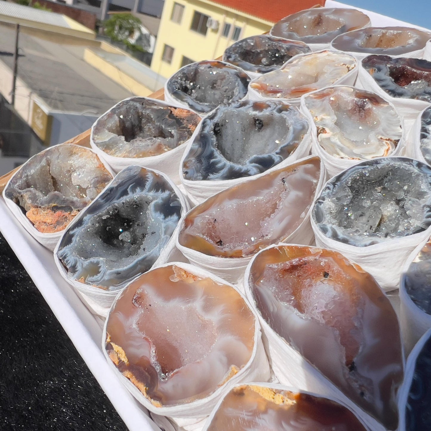 2.2lb Large Agate Geode Bulk Box (10" Set) | Natural Brazilian Druzy Quartz | Raw Crystal Specimen Lot | Witchy Home Decor | Healing Gift - view 8