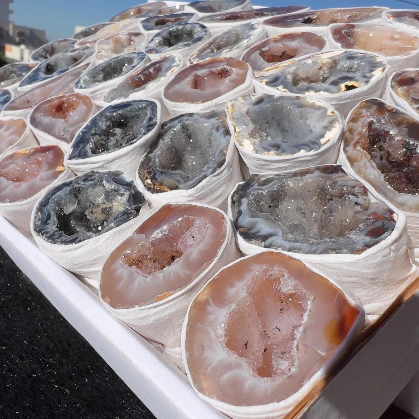 2.2lb Large Agate Geode Bulk Box (10" Set) | Natural Brazilian Druzy Quartz | Raw Crystal Specimen Lot | Witchy Home Decor | Healing Gift