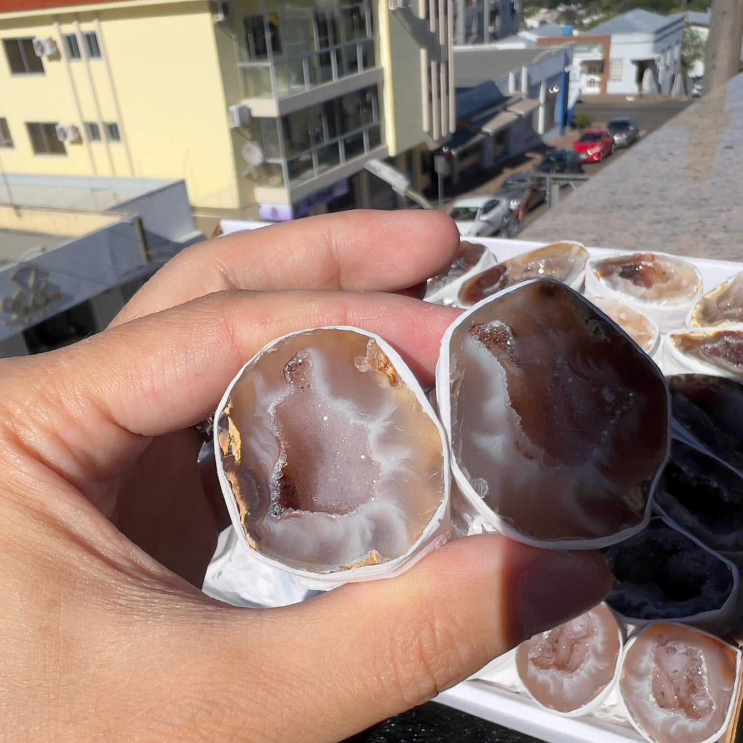 2.2lb Large Agate Geode Bulk Box (10" Set) | Natural Brazilian Druzy Quartz | Raw Crystal Specimen Lot | Witchy Home Decor | Healing Gift