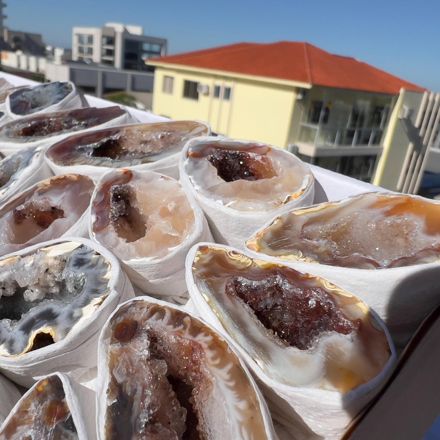 2.2lb Large Agate Geode Bulk Box (10" Set) | Natural Brazilian Druzy Quartz | Raw Crystal Specimen Lot | Witchy Home Decor | Healing Gift