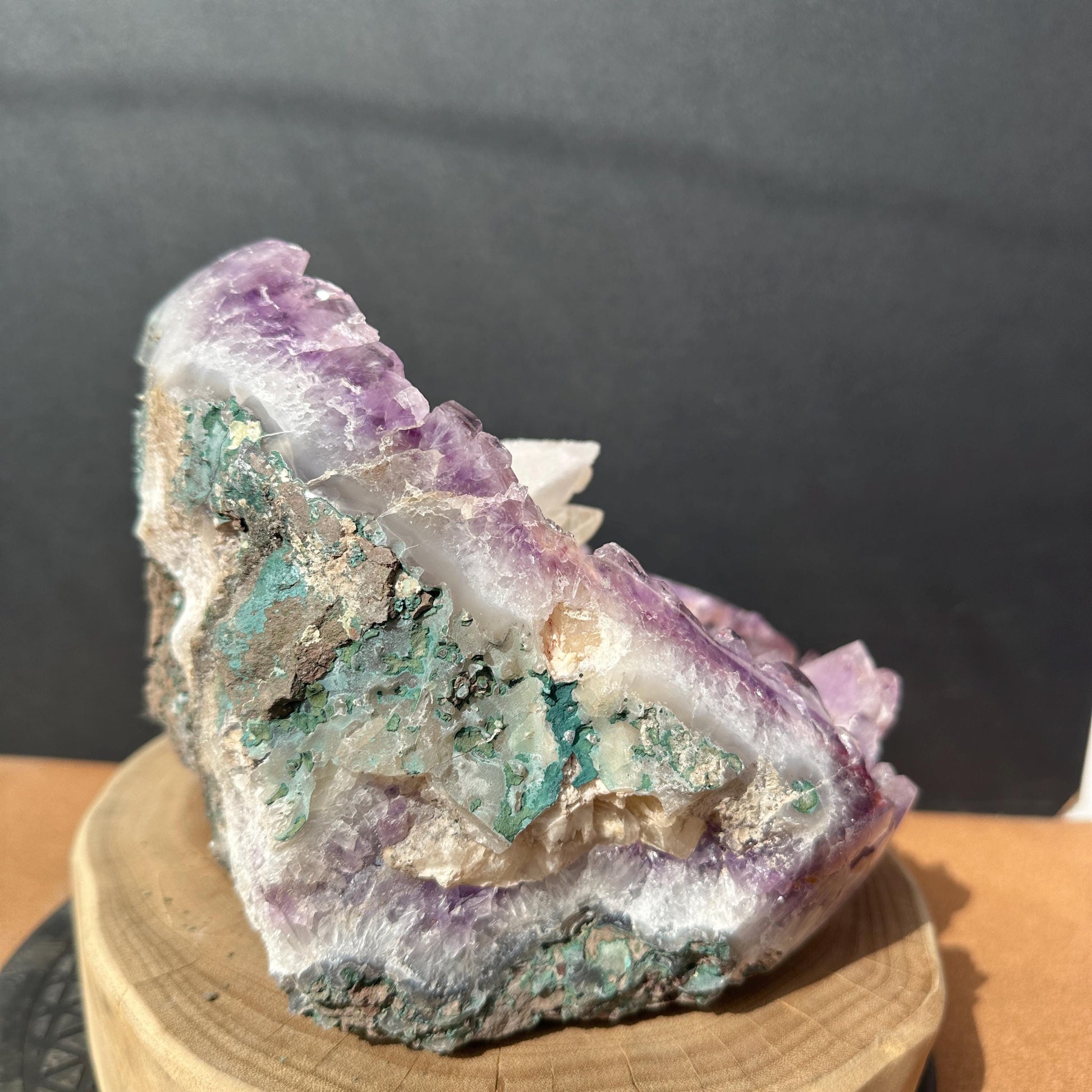 Giant 17.5lb Rutilated Amethyst & Large Calcite Symbiosis, Polished Brazilian Crystal Freeform Decor, Exact Specimen Brazil - view 10
