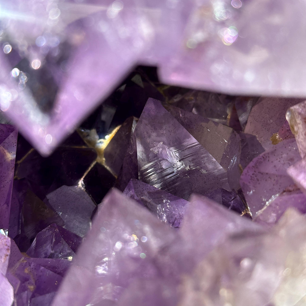 Giant Amethyst Smile Geode Sphere, Rare No Matrix Clear Big Points, Polished Purple Open Mouth Crystal + Free Stand 12.46lb Exact - view 6