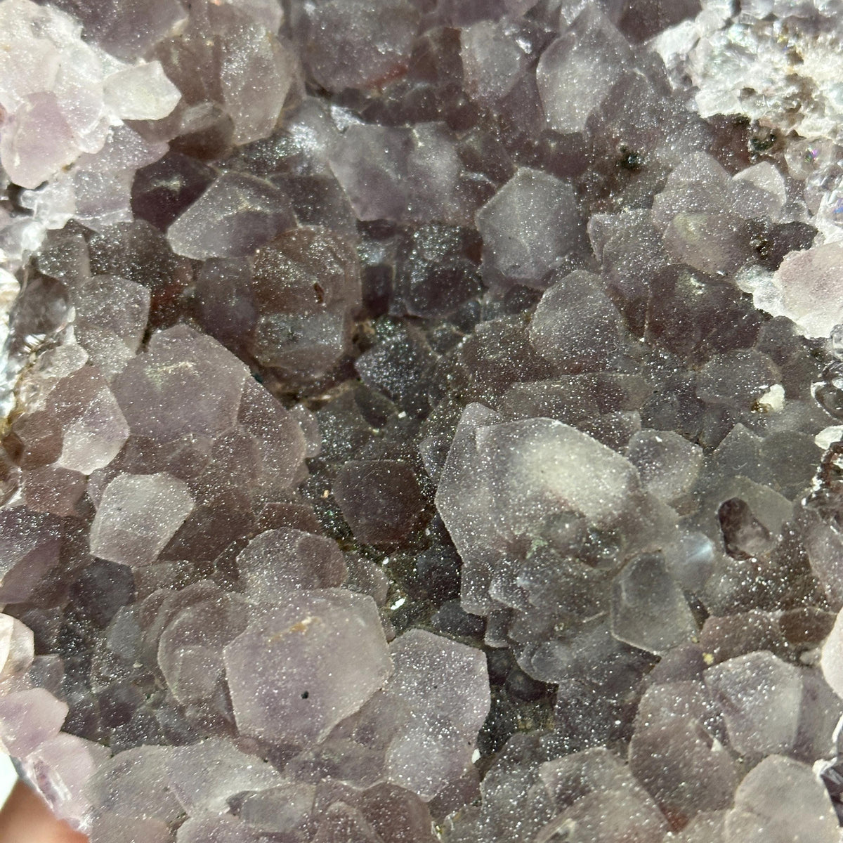 Pink Sugar Amethyst Rutilated Geode Slice + Free Stand, Rare Druzy Crystal Symbiosis Decor, Raw Mineral Specimen Exact 2.54lb - view 6