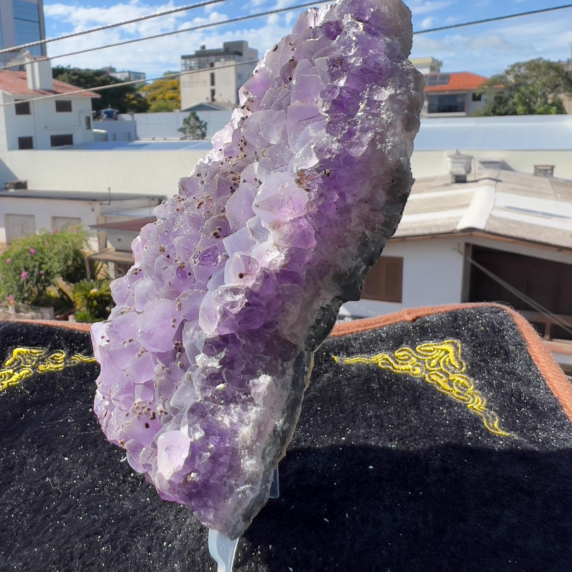 Raw Amethyst Cluster with Calcite, Sugar Amethyst Druzy Specimen, Large Purple Crystal Decor, Healing Stone, Exact Brazilian Crystal 1.95lb - view 8