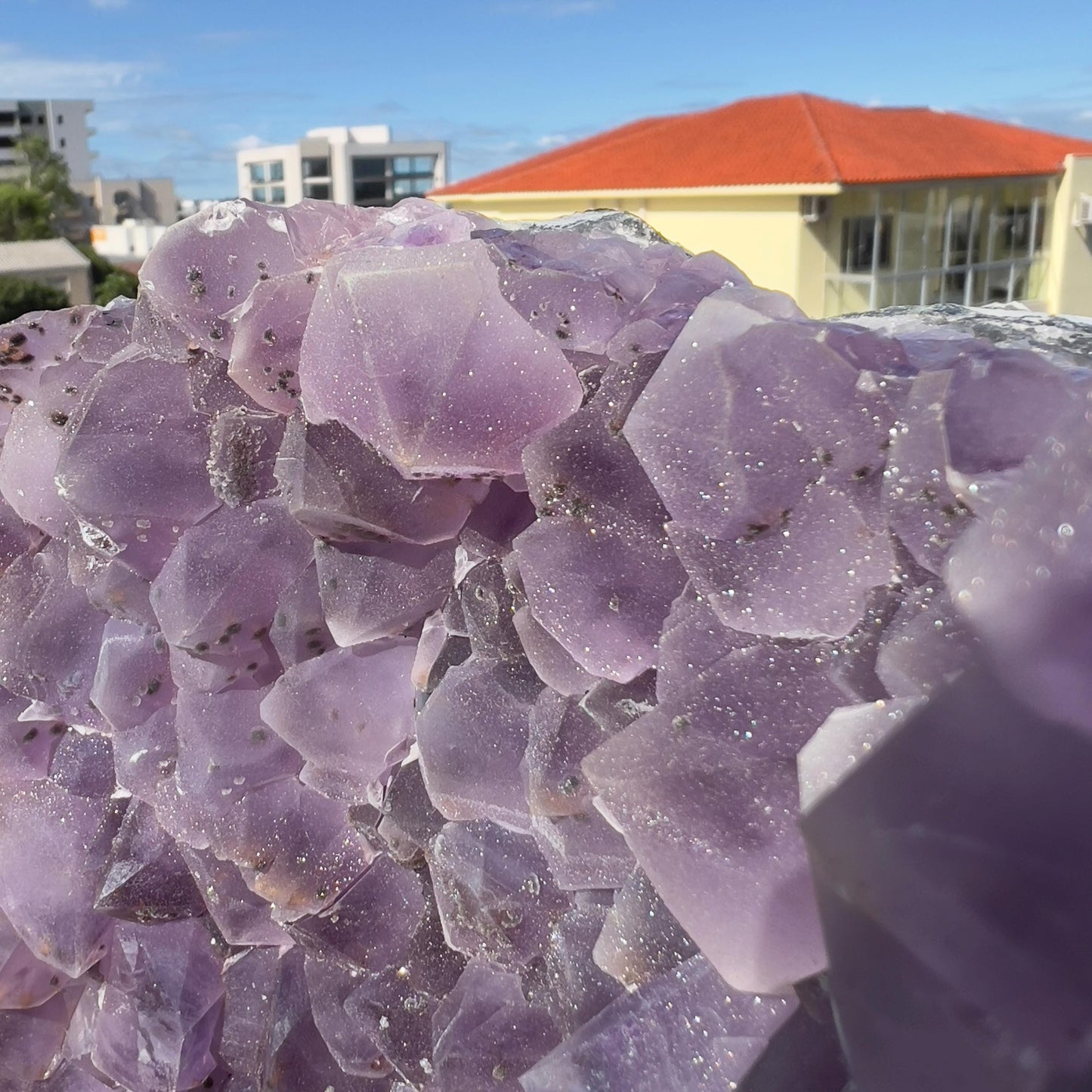 Raw Amethyst Cluster with Calcite, Sugar Amethyst Druzy Specimen, Purple Crystal Decor, Healing Stone, Exact Brazilian Crystal 2.79lb