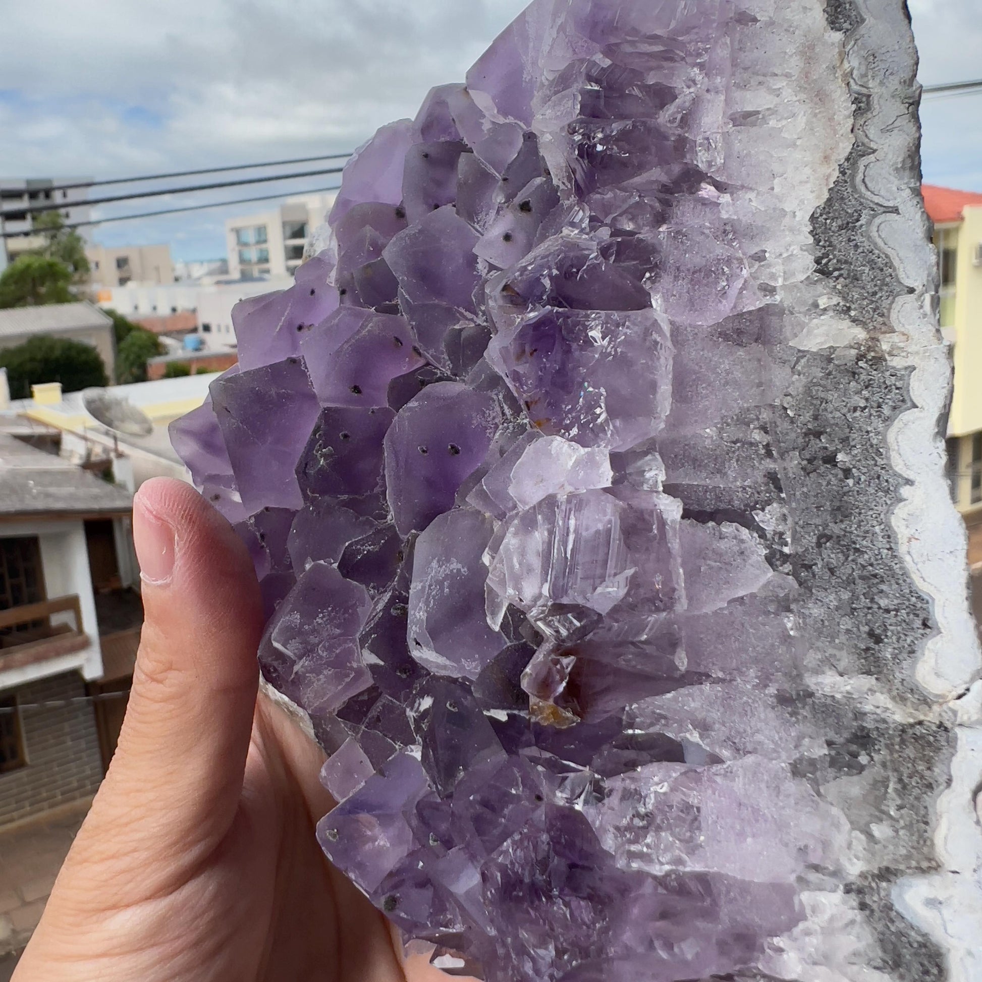 Raw Amethyst Cluster with Calcite, Sugar Amethyst Druzy Specimen, Purple Crystal Decor, Healing Stone, Exact Brazilian Crystal 2.79lb - view 10