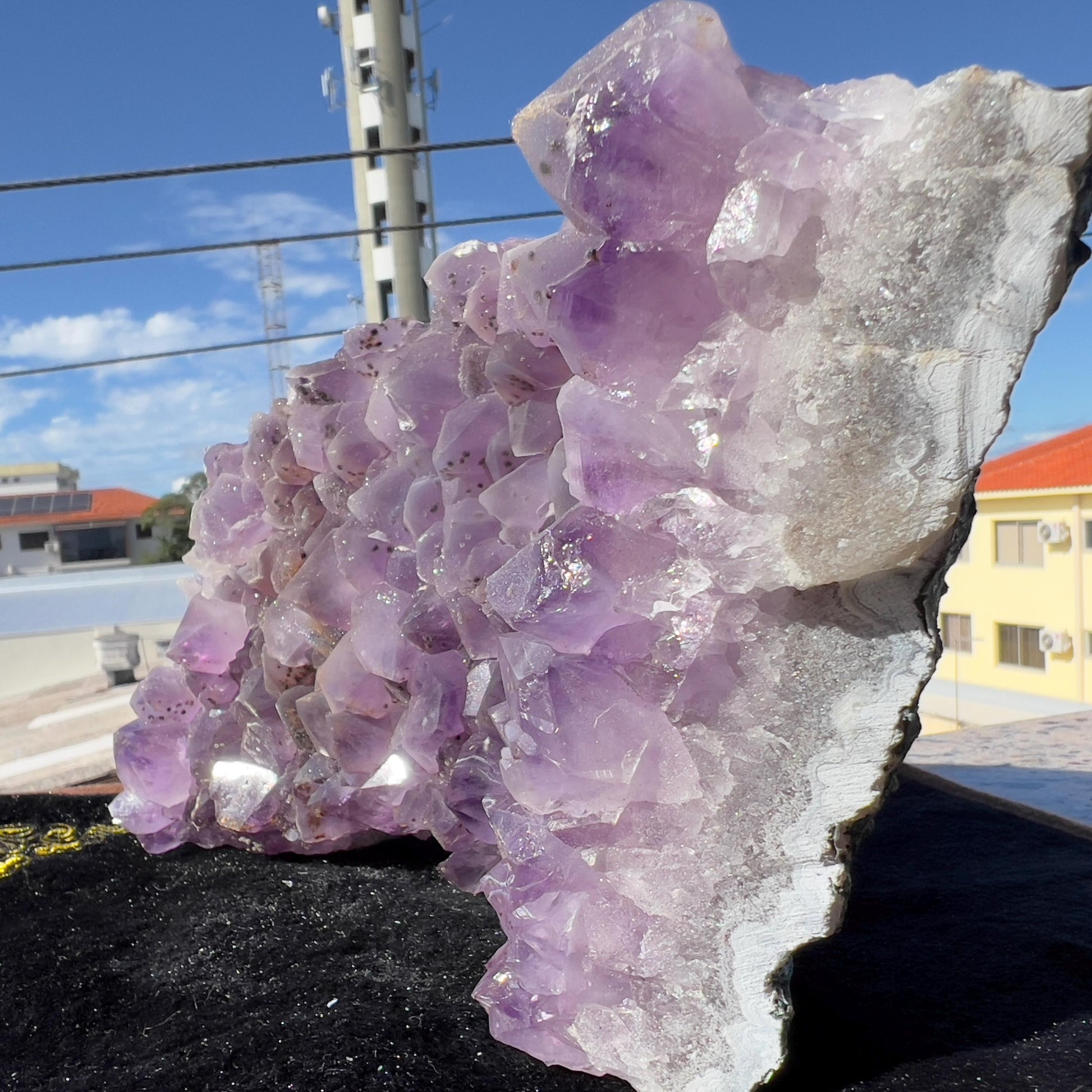 Extra Large Rutilated Amethyst Cluster with Calcite, Rare Sugar Druzy Specimen, Giant Purple Crystal Decor, Exact Brazilian Stone 7.12lb - view 6