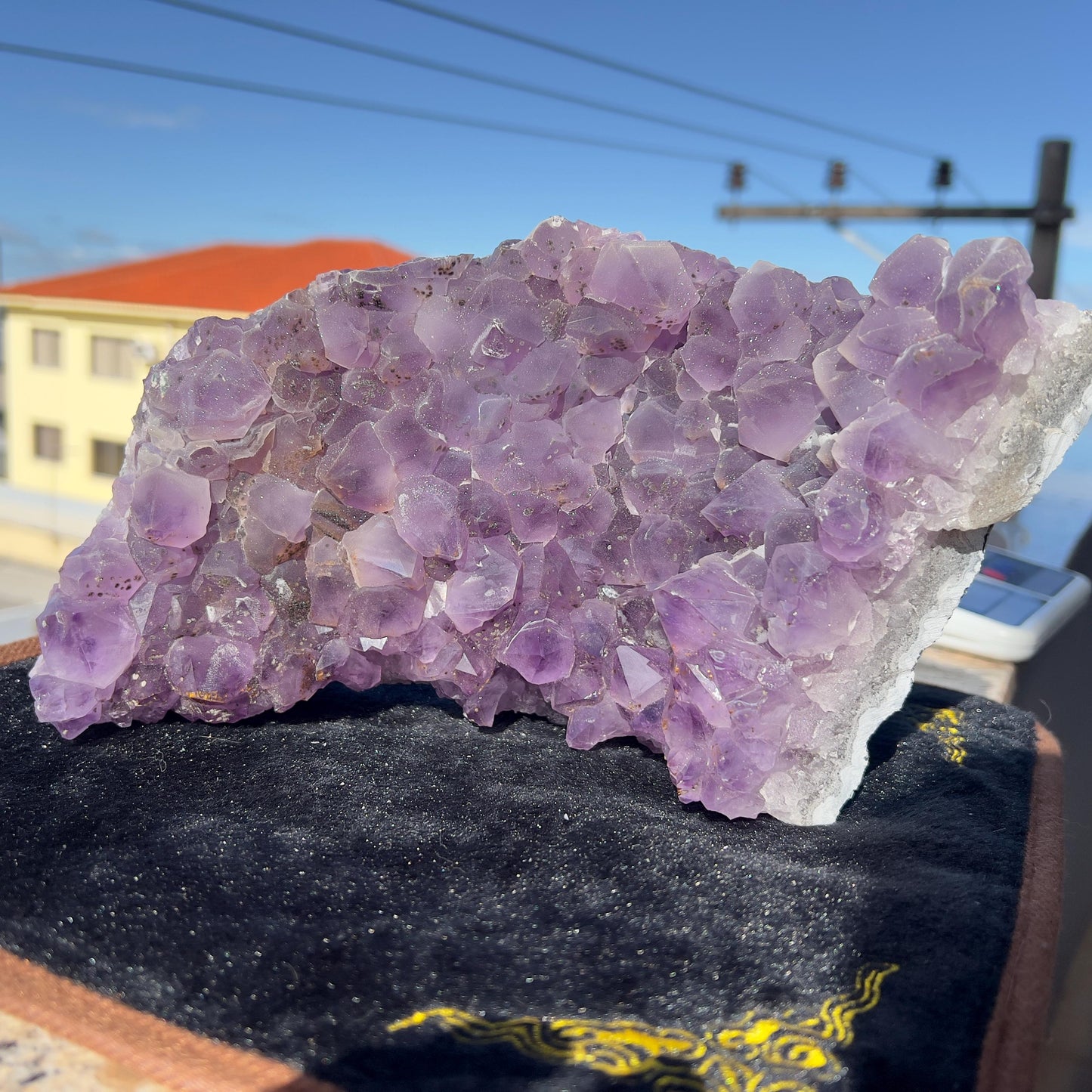 Extra Large Rutilated Amethyst Cluster with Calcite, Rare Sugar Druzy Specimen, Giant Purple Crystal Decor, Exact Brazilian Stone 7.12lb