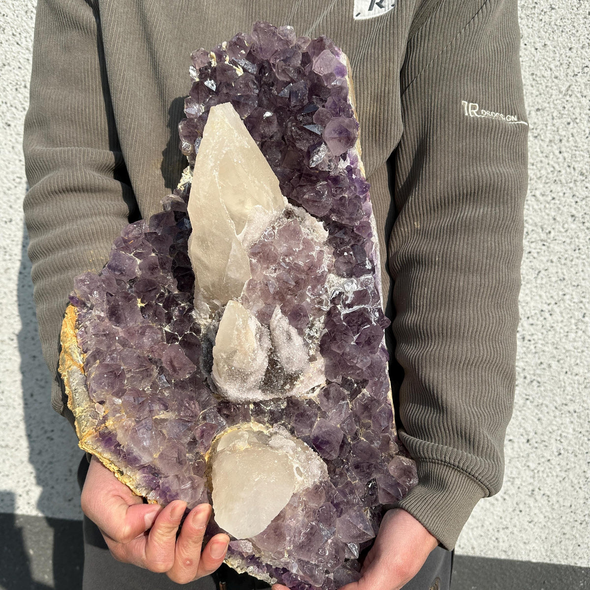 Giant 31lb Amethyst Cluster with 3 Huge Intact Calcite Pillars, Rare Museum Quality Brazilian Geode, Custom Stand Available Exact - view 2