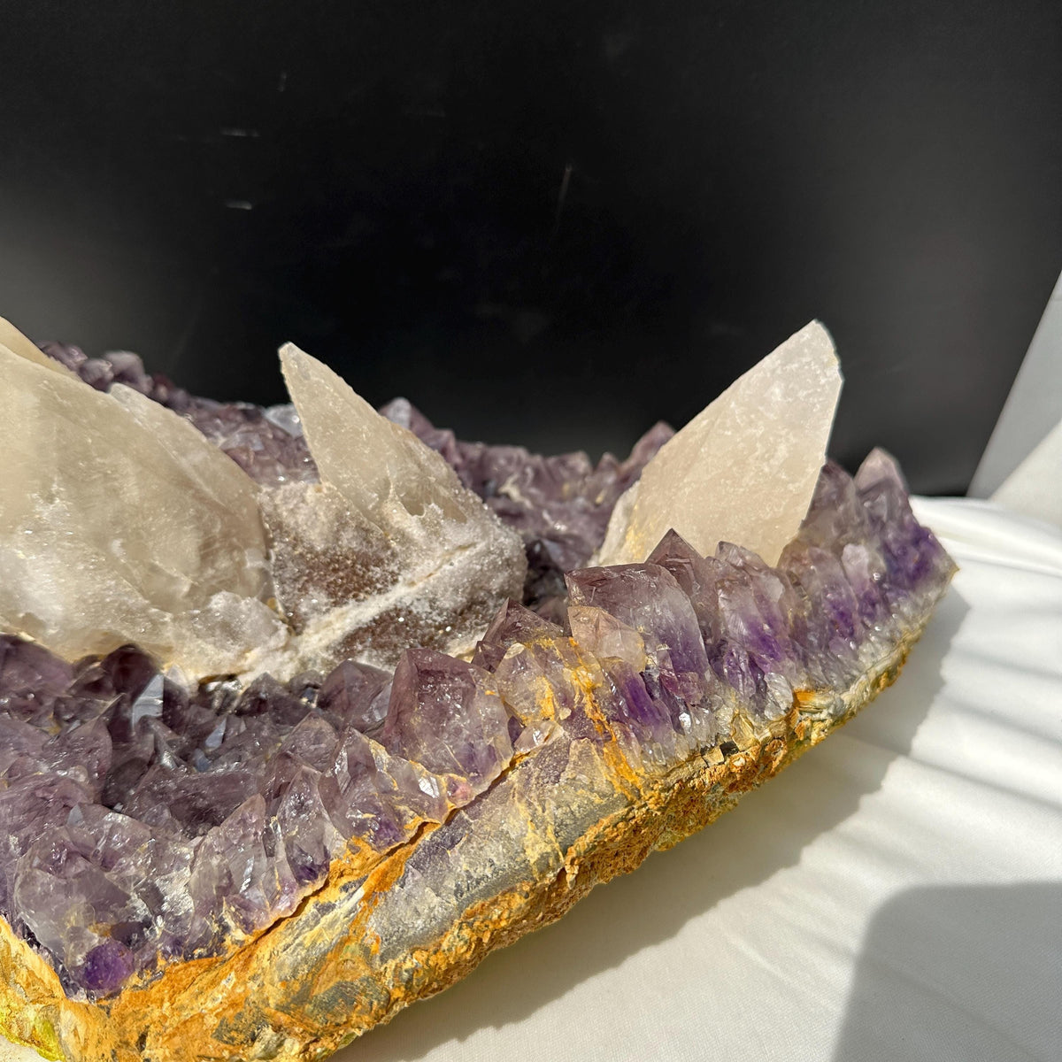 Giant 31lb Amethyst Cluster with 3 Huge Intact Calcite Pillars, Rare Museum Quality Brazilian Geode, Custom Stand Available Exact - view 5