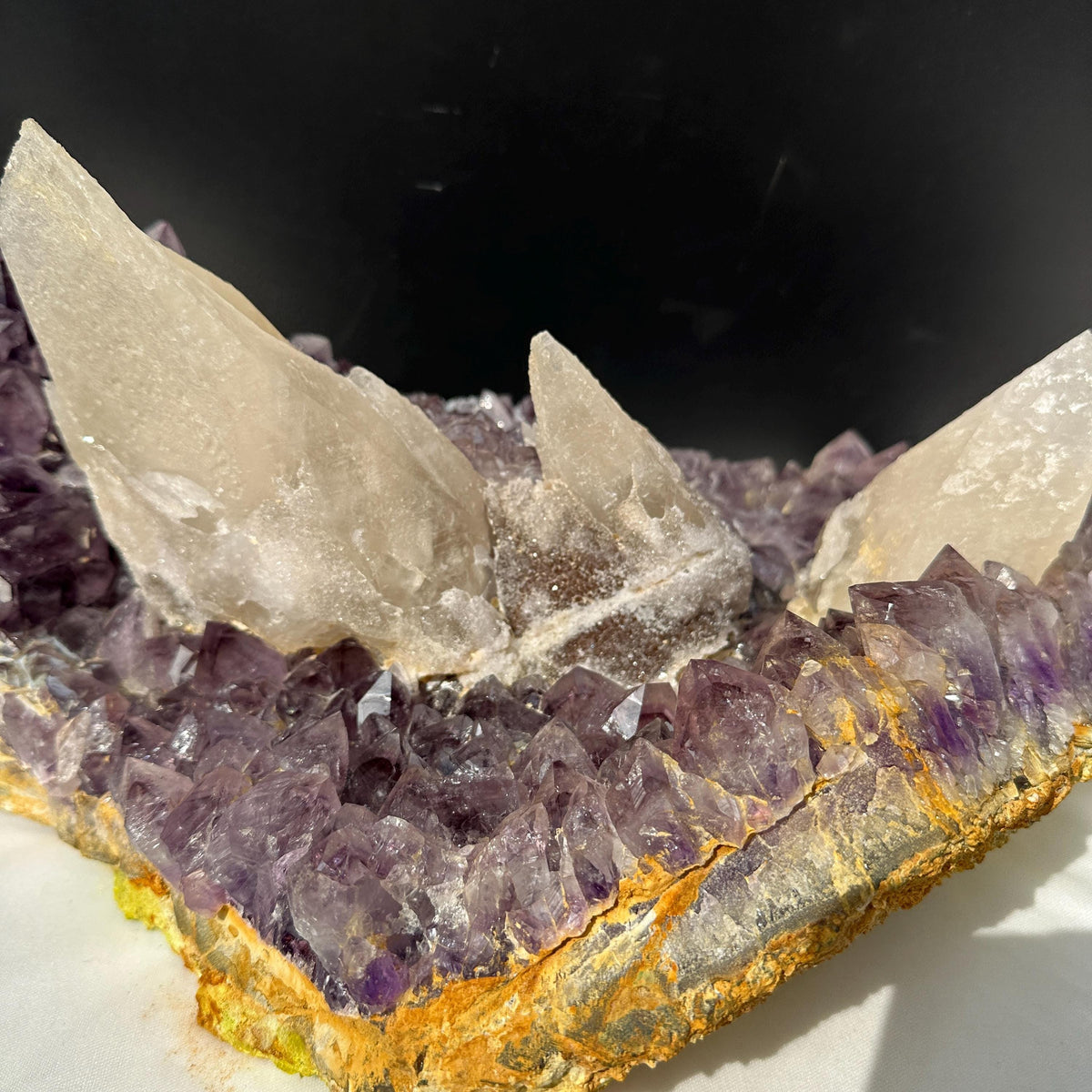Giant 31lb Amethyst Cluster with 3 Huge Intact Calcite Pillars, Rare Museum Quality Brazilian Geode, Custom Stand Available Exact - view 6