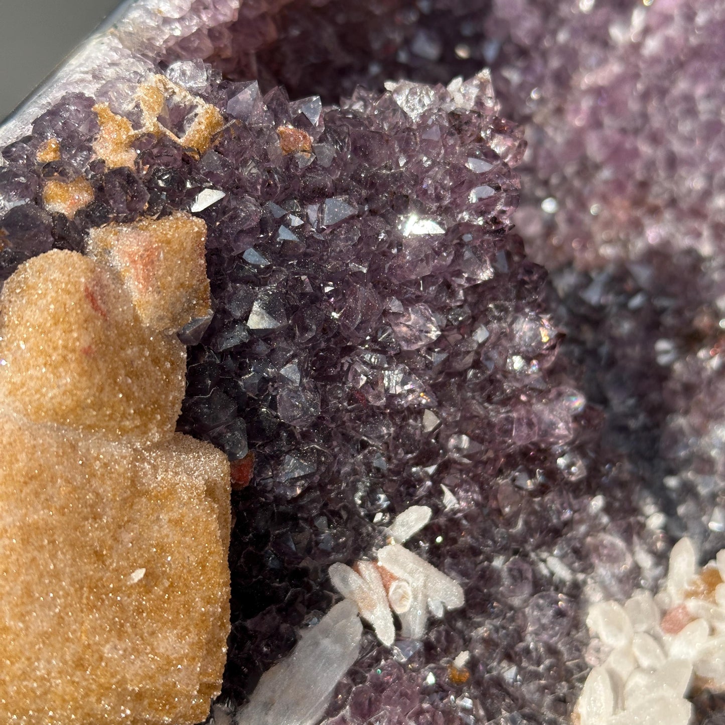 Huge Amethyst Geode Basin with Dual Calcite Symbiosis, Brazilian Crystal Wealth Bowl, Artisan Polished Specimen Exact 11.46lb - view 9
