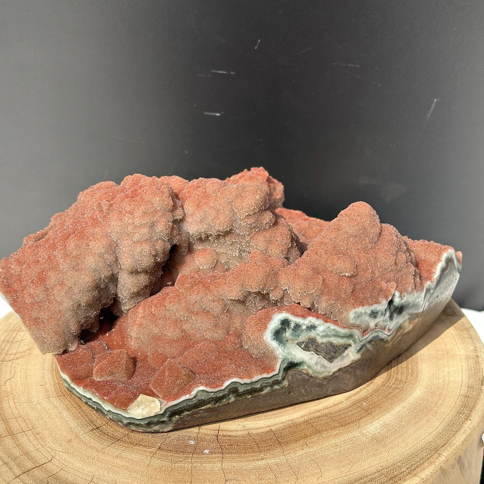 Rare Uruguayan Red Amethyst Sugar Druzy Cluster, Fine Grain Botryoidal Crystal Specimen, Artisan Polished Red Quartz Exact 6.72lb - view 6