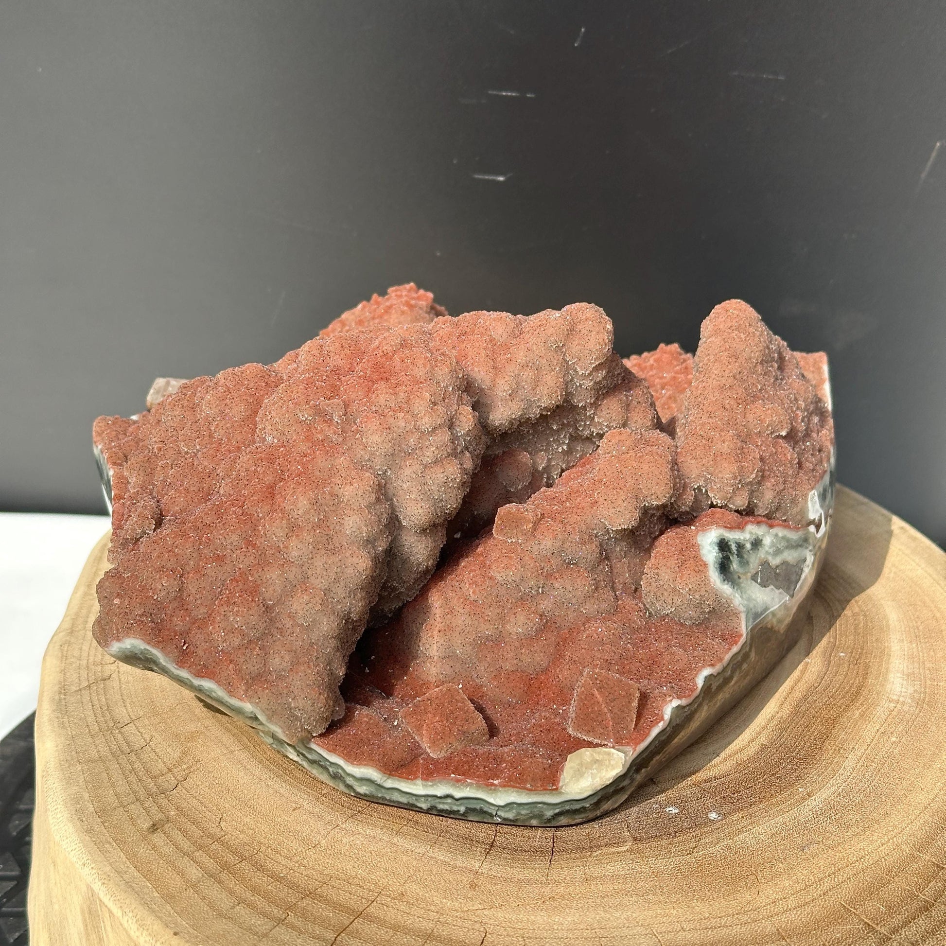 Rare Uruguayan Red Amethyst Sugar Druzy Cluster, Fine Grain Botryoidal Crystal Specimen, Artisan Polished Red Quartz Exact 6.72lb - view 5