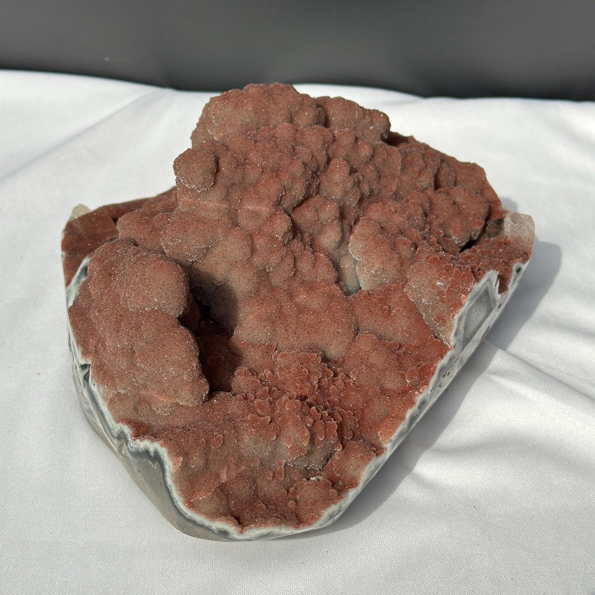 Rare Uruguayan Red Amethyst Sugar Druzy Cluster, Fine Grain Botryoidal Crystal Specimen, Artisan Polished Red Quartz Exact 6.72lb - view 9